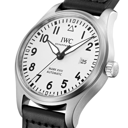 IWC Pilots Mark XVIII Silver Dial Black Leather 40mm