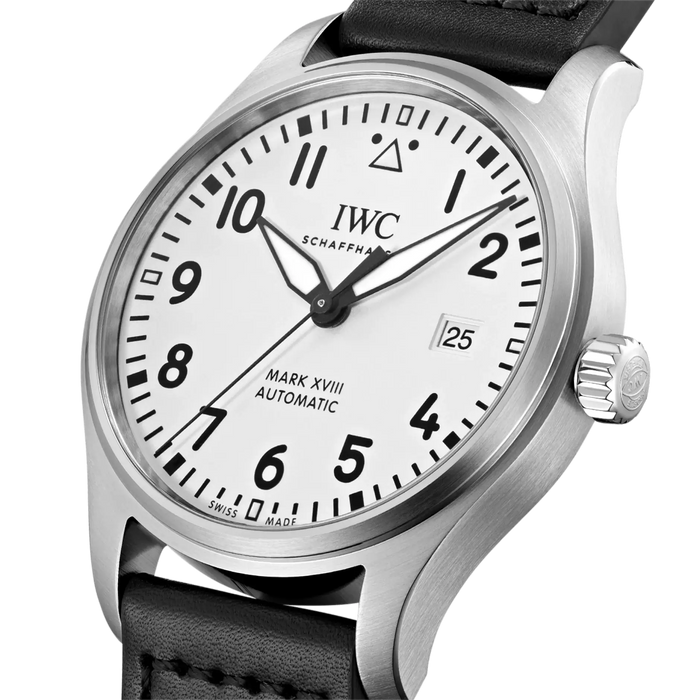 IWC Pilots Mark XVIII Silver Dial Black Leather 40mm