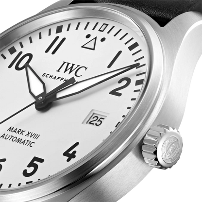 IWC Pilots Mark XVIII Silver Dial Black Leather 40mm