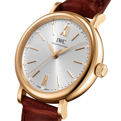 IWC Portofino Automatic Silver Dial Burgundy Leather 18k Rose Gold 34mm