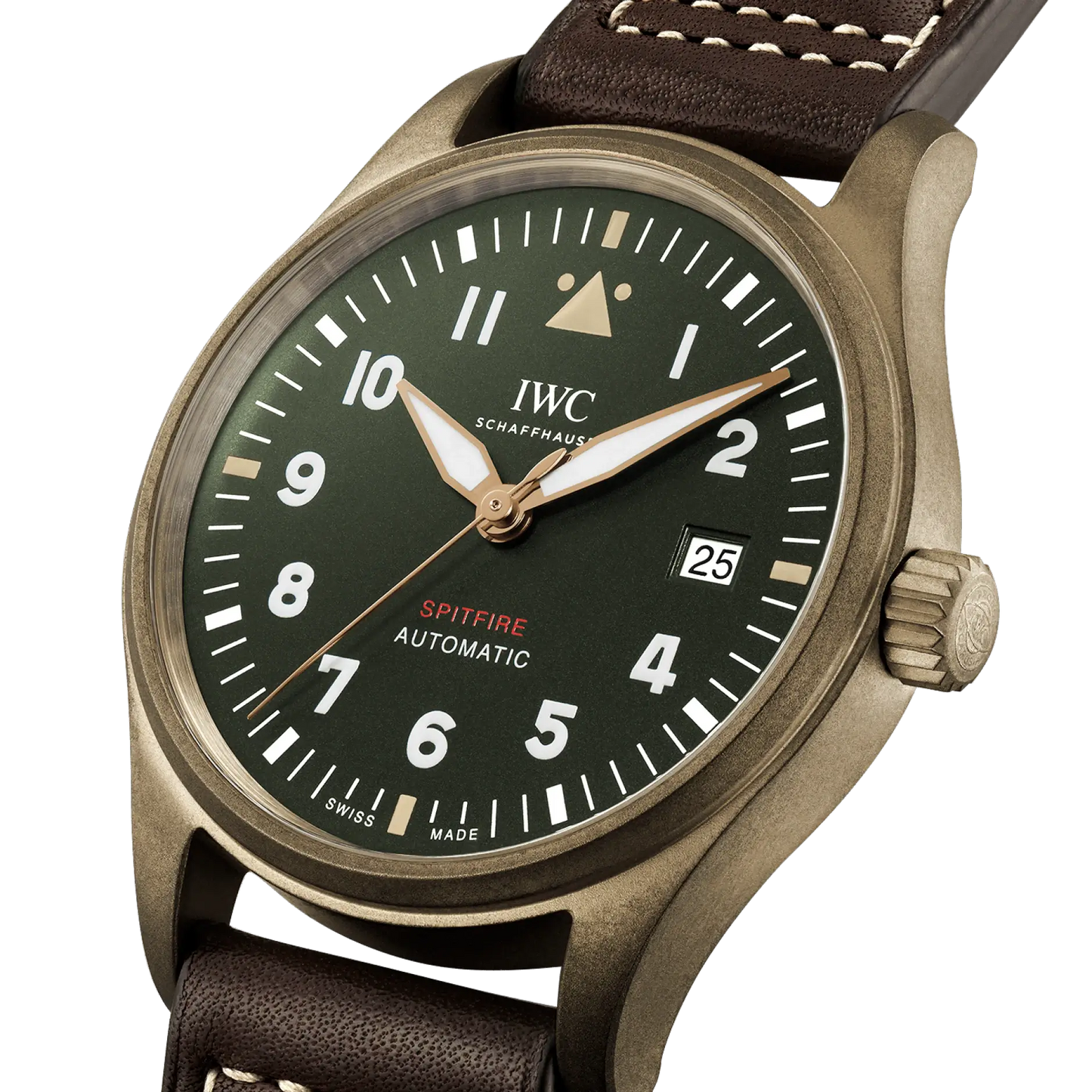 IWC Pilot Automatic Spitfire Green Dial Brown Leather 39mm