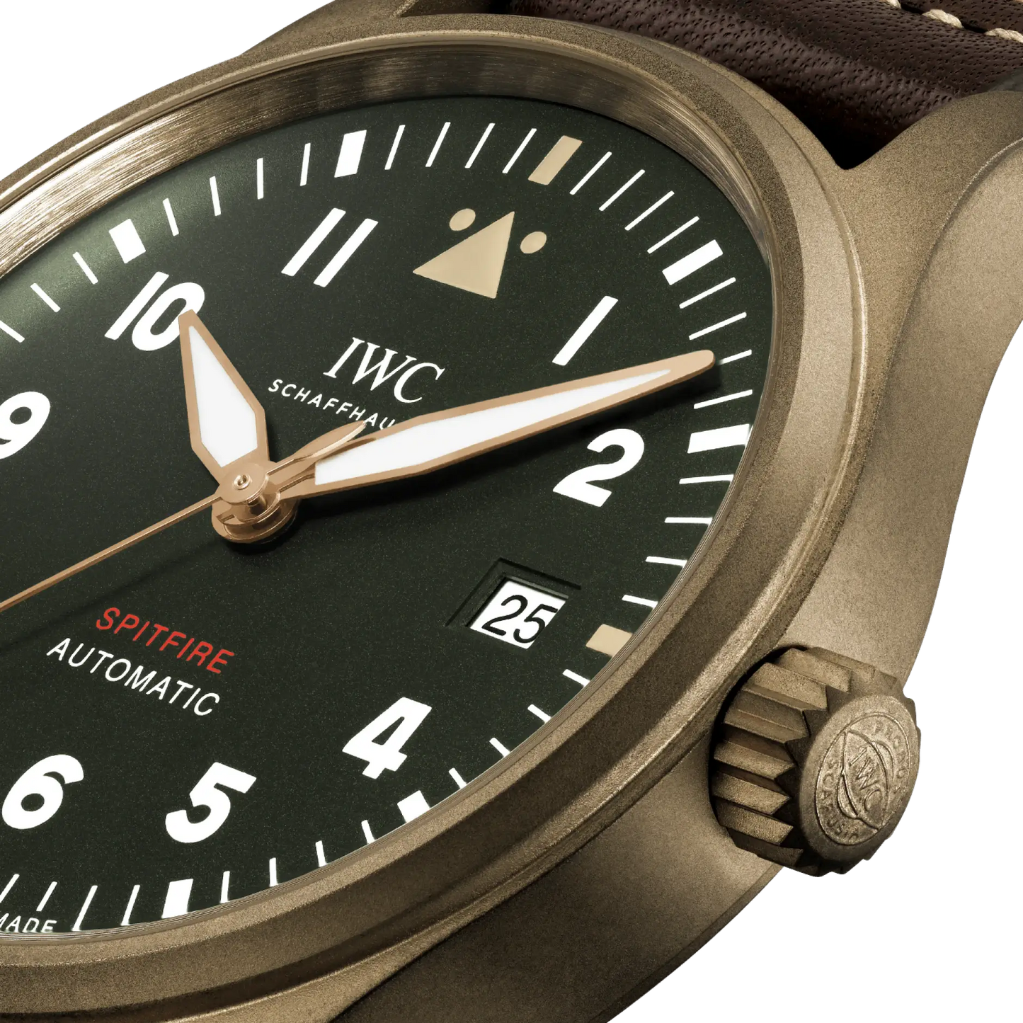 IWC Pilot Automatic Spitfire Green Dial Brown Leather 39mm