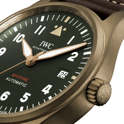 IWC Pilot Automatic Spitfire Green Dial Brown Leather 39mm