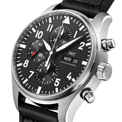 IWC Pilot Chronograph Black Dial Black Leather 43mm