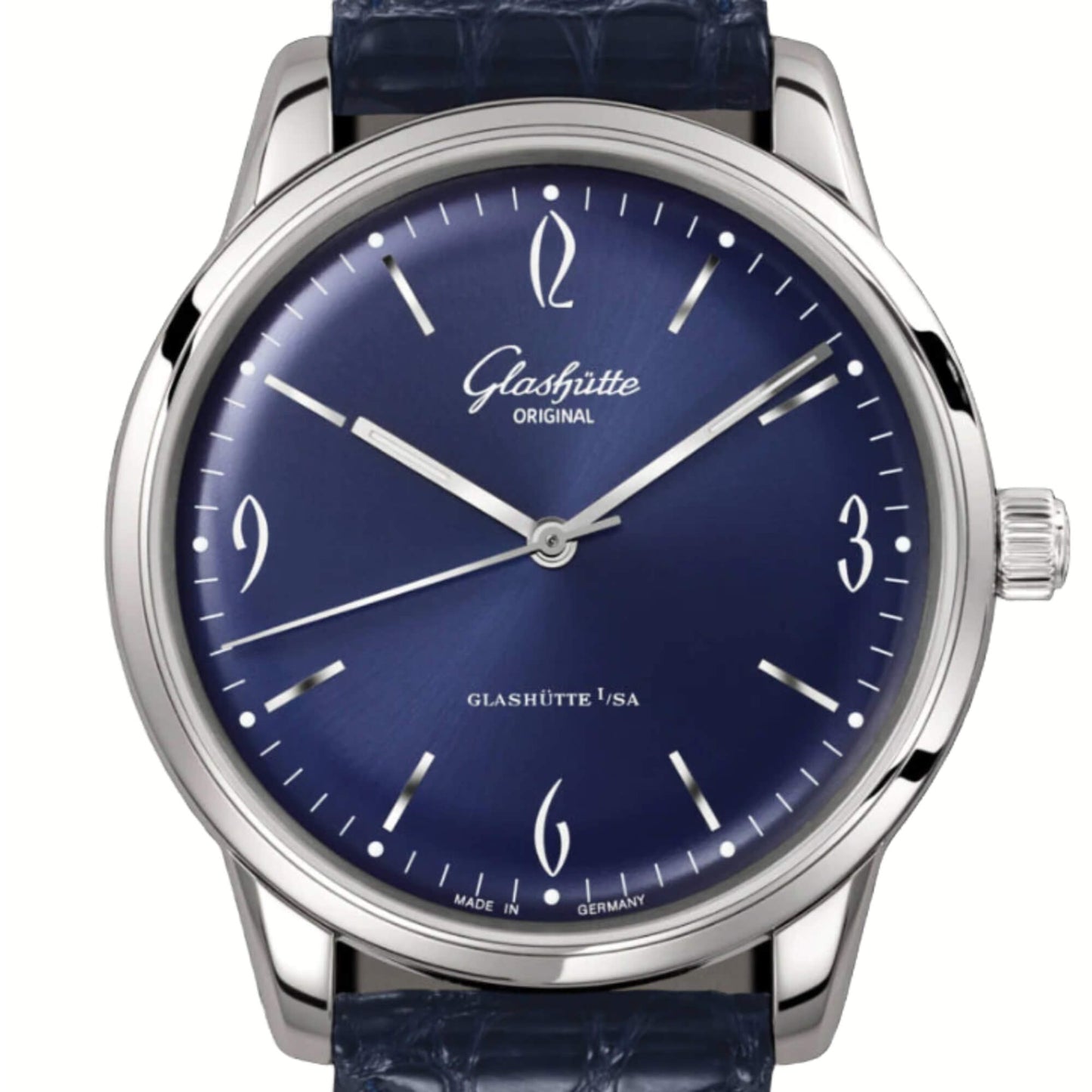 Glashutte Vintage Sixties Blue Dial Blue Alligator 39mm