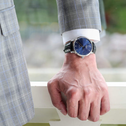 Glashutte Senator Excellence Blue Dial Black Alligator 42mm