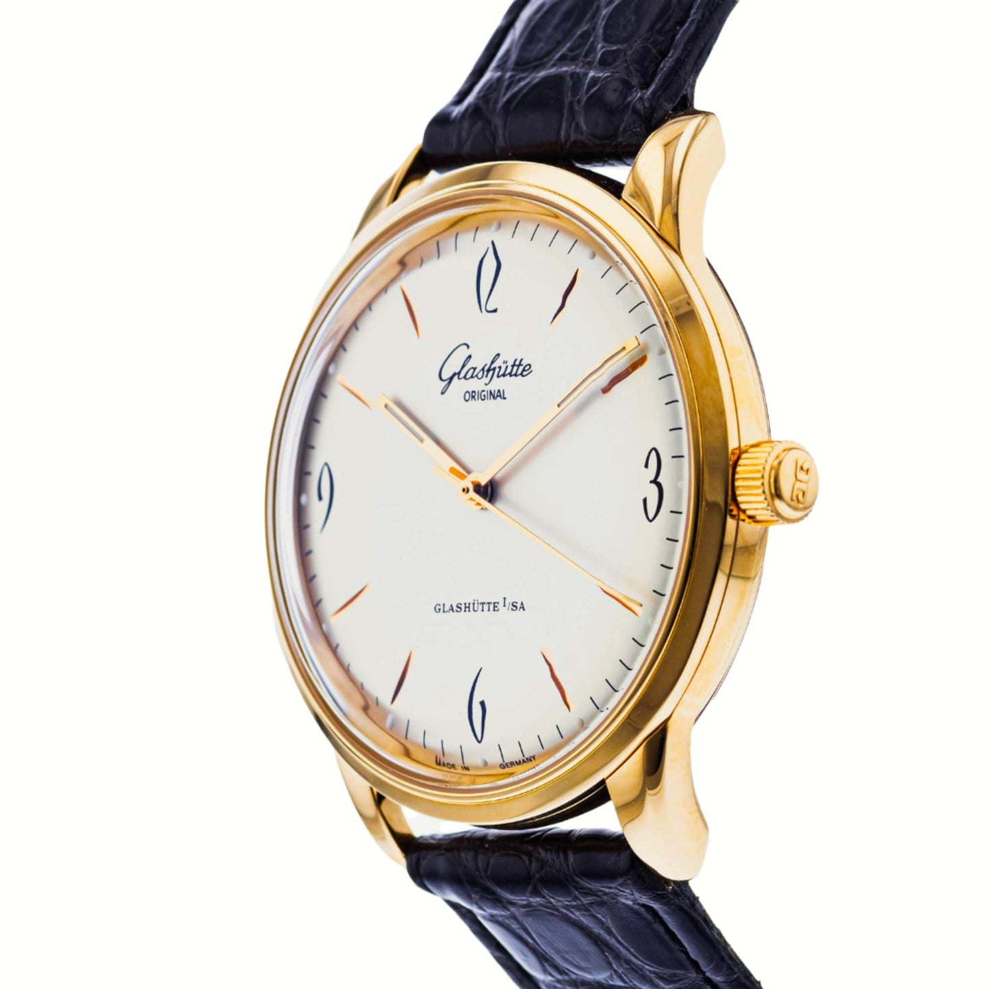 Glashutte Vintage Sixties Silver Dial Black Alligator 39mm