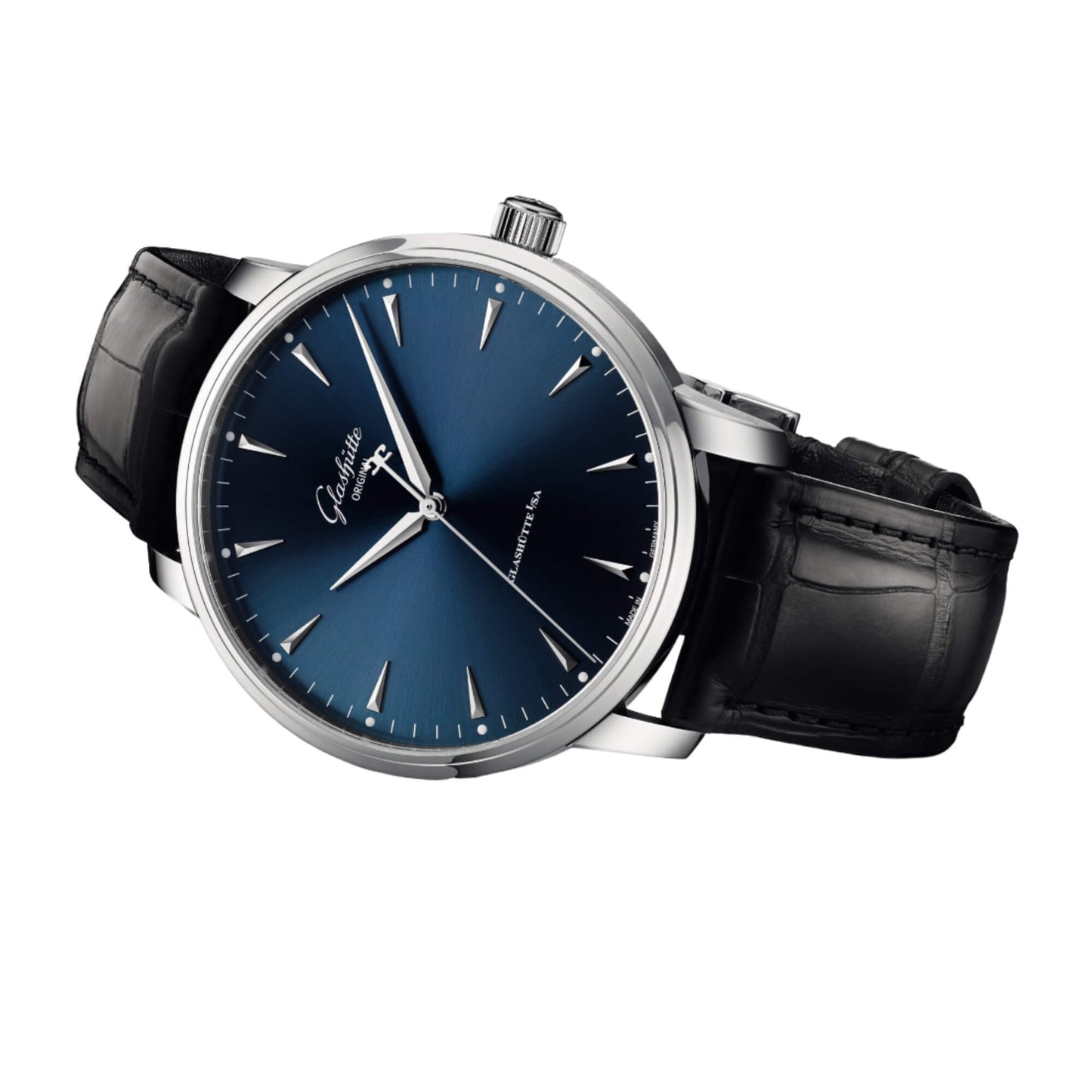 Glashutte Senator Excellence Blue Dial Black Alligator 42mm