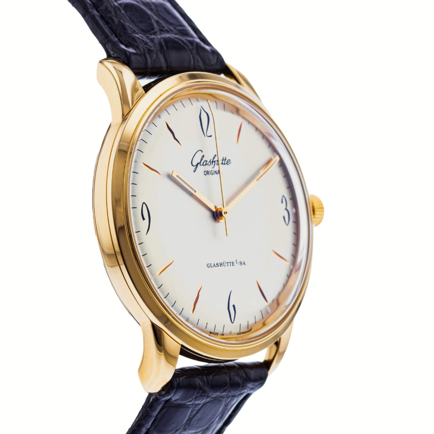 Glashutte Vintage Sixties Silver Dial Black Alligator 39mm