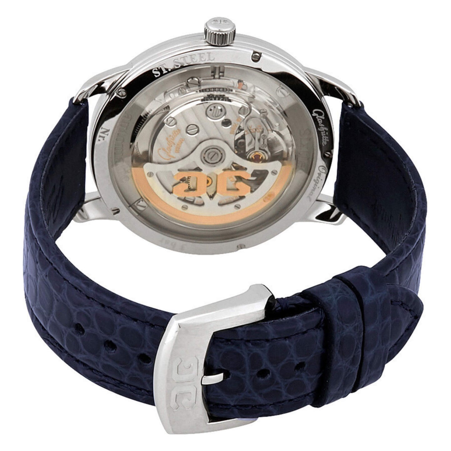 Glashutte Vintage Sixties Blue Dial Blue Alligator 39mm