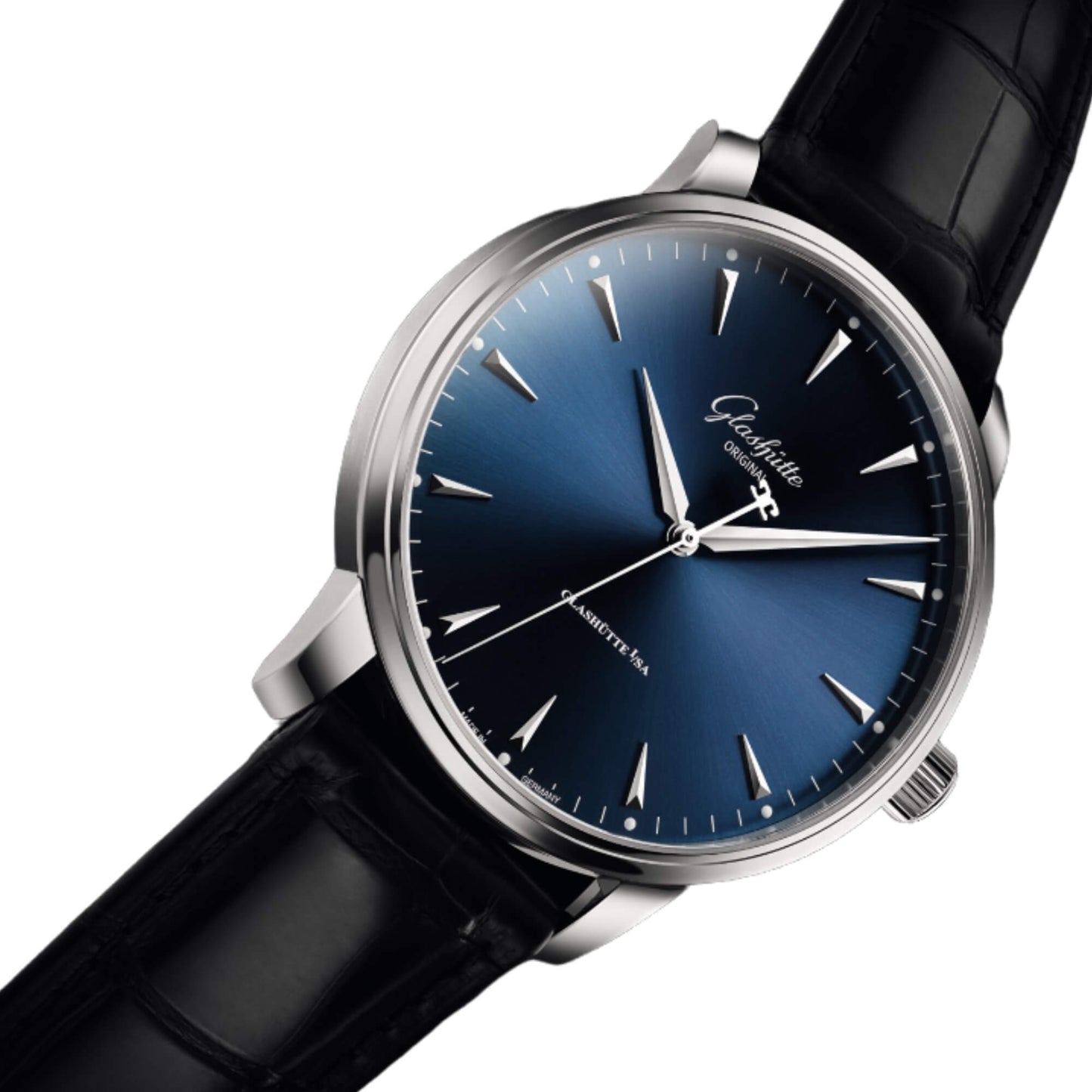 Glashutte Senator Excellence Blue Dial Black Alligator 42mm