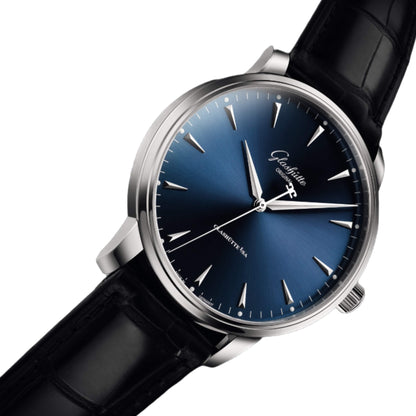 Glashutte Senator Excellence Blue Dial Black Alligator 42mm