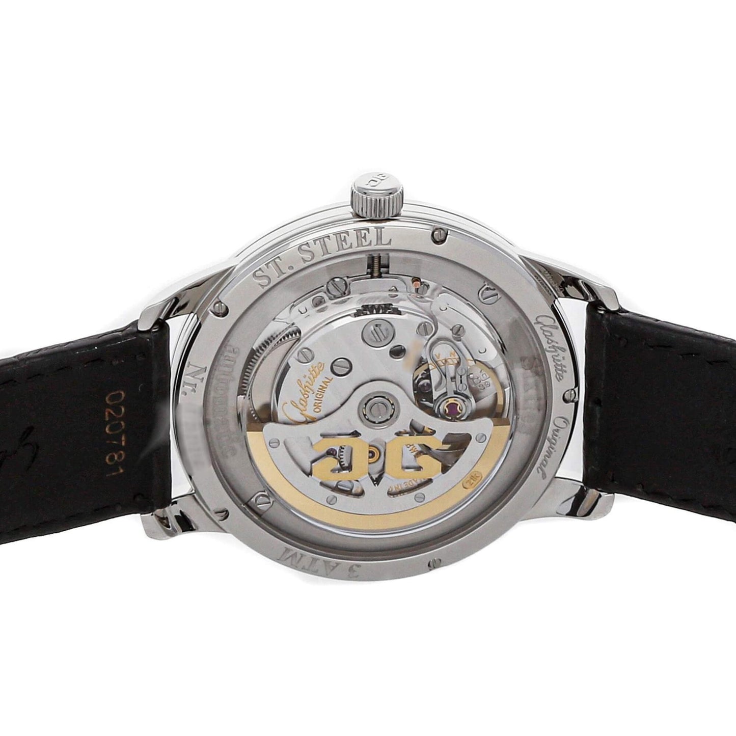 Glashutte Vintage Sixties Silver Dial Black Alligator 39mm