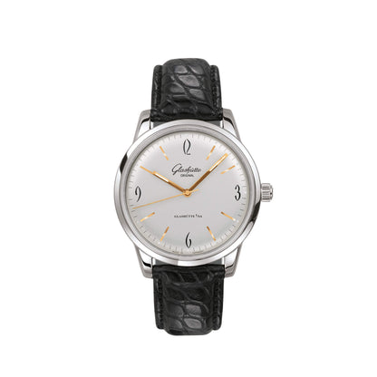 Glashutte Vintage Sixties Silver Dial Black Alligator 39mm