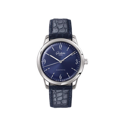 Glashutte Vintage Sixties Blue Dial Blue Alligator 39mm