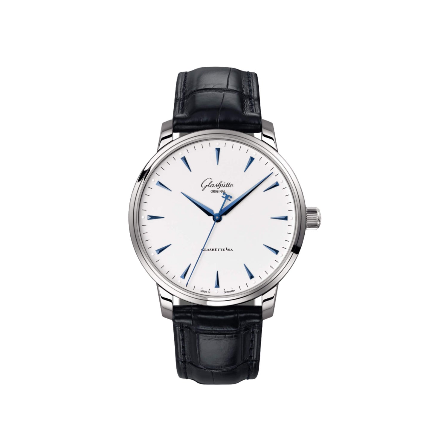 Glashutte Senator Excellence White Dial Black Alligator 42mm