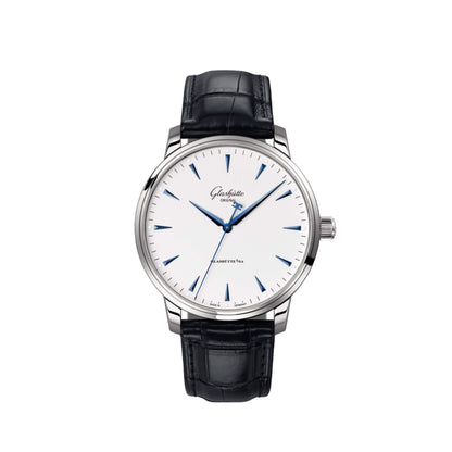 Glashutte Senator Excellence White Dial Black Alligator 42mm