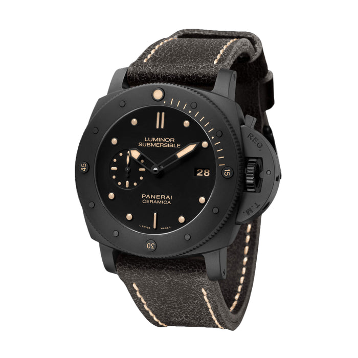 Panerai Luminor Submersible 1950 3 Days Black Dial Black Leather 47mm