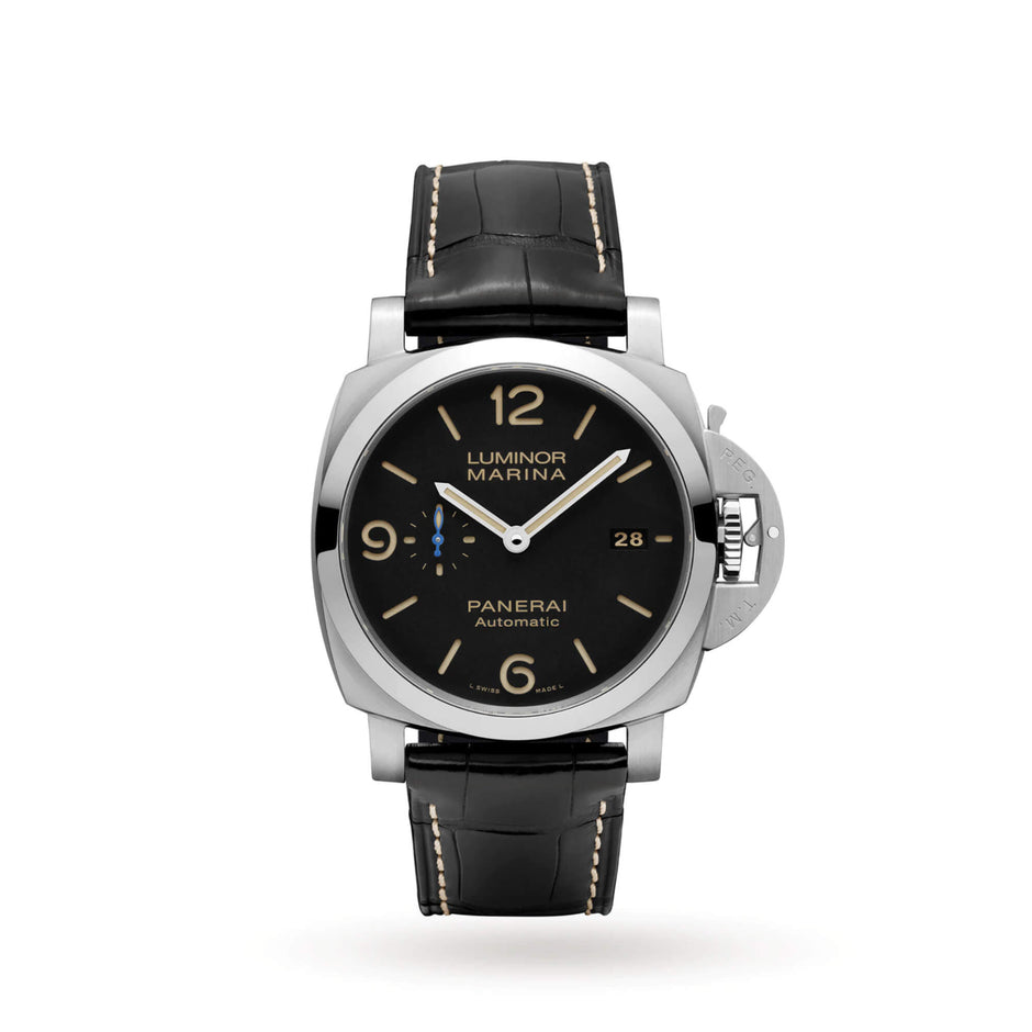 Panerai Luminor Marina Black Dial Black Alligator 44mm