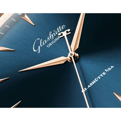 Glashutte Senator Excellence Blue Dial Brown Alligator 42mm