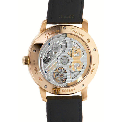 Glashutte Senator Excellence Blue Dial Brown Alligator 42mm