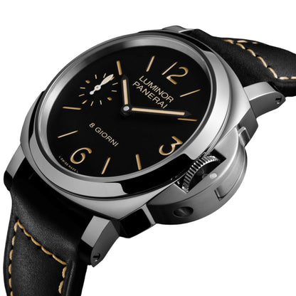 Panerai Luminor 8 Giorni Black Dial Black Leather 44mm