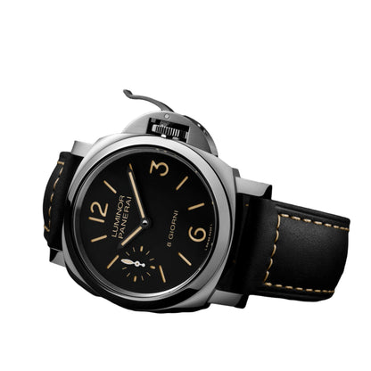 Panerai Luminor 8 Giorni Black Dial Black Leather 44mm