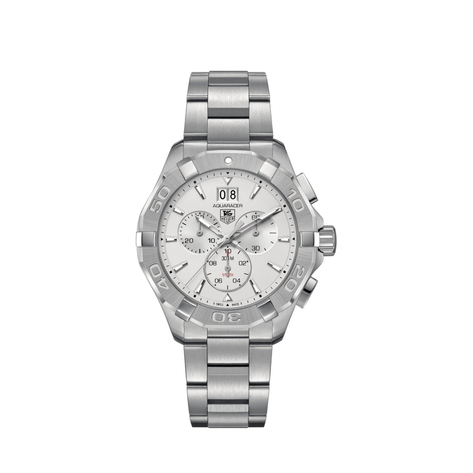 Tag Heuer Aquaracer Chronograph Silver Dial 43mm Men's Watch