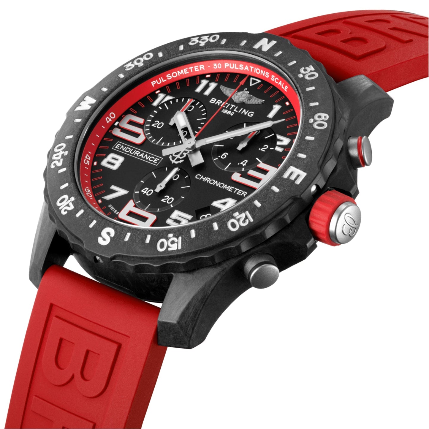Breitling Endurance Pro Ironman Black Dial Red Rubber 44mm