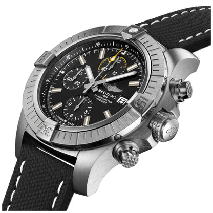 Breitling Avenger Chronograph Black Dial Black Leather 45mm