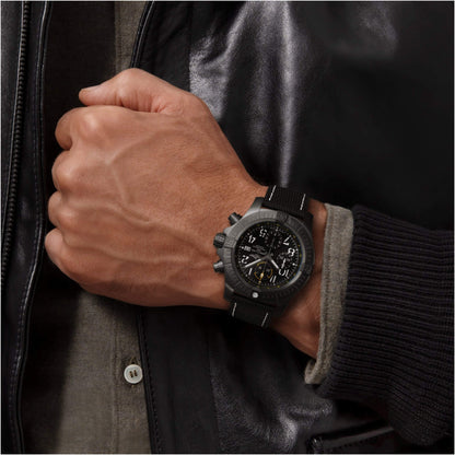 Breitling Avenger Chronograph Night Mission Black Dial Black Leather 45mm