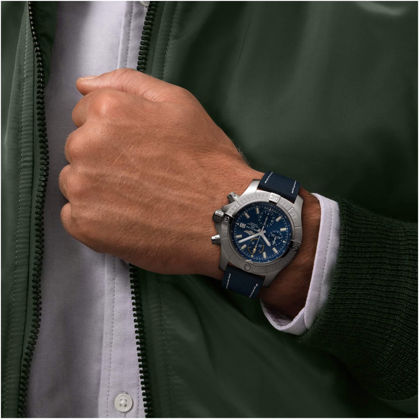 Breitling Avenger Chronograph Blue Dial Blue Leather 45mm
