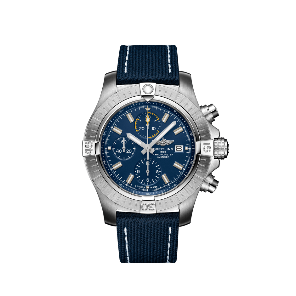 Breitling Avenger Chronograph Blue Dial Blue Leather 45mm