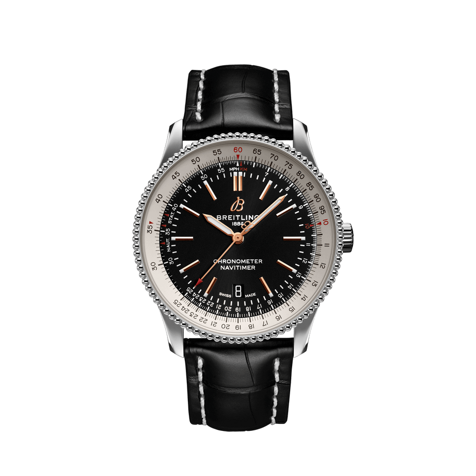 Breitling Navitimer Automatic Black Dial Black Leather 41mm