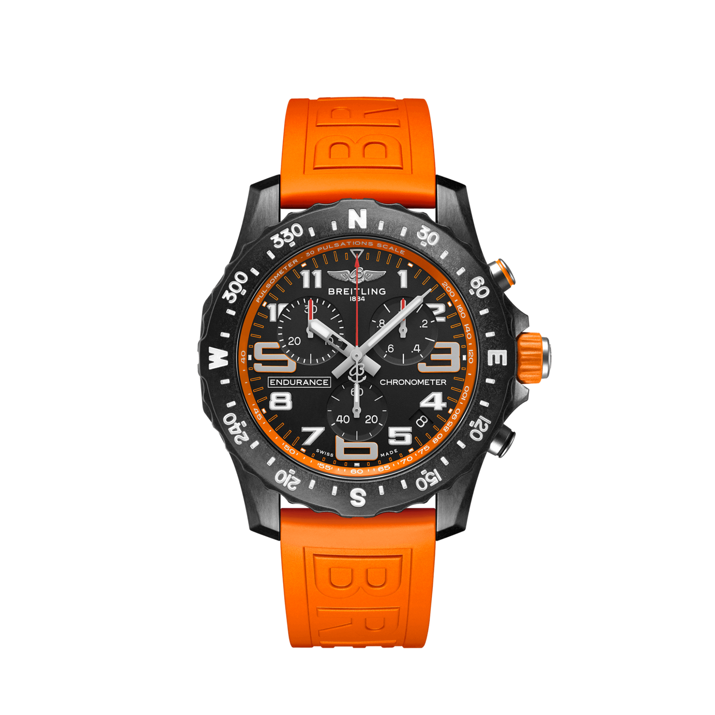 Breitling Endurance Pro Black Dial Orange Rubber 44mm