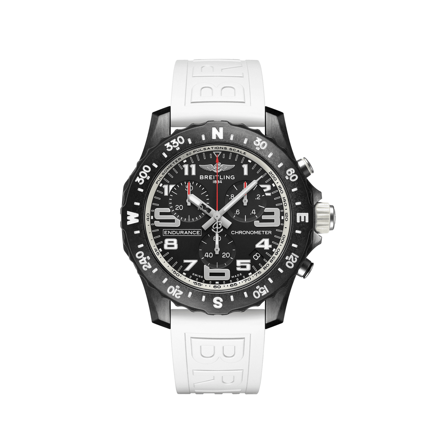 Breitling Endurance Pro Black Dial White Rubber 44mm