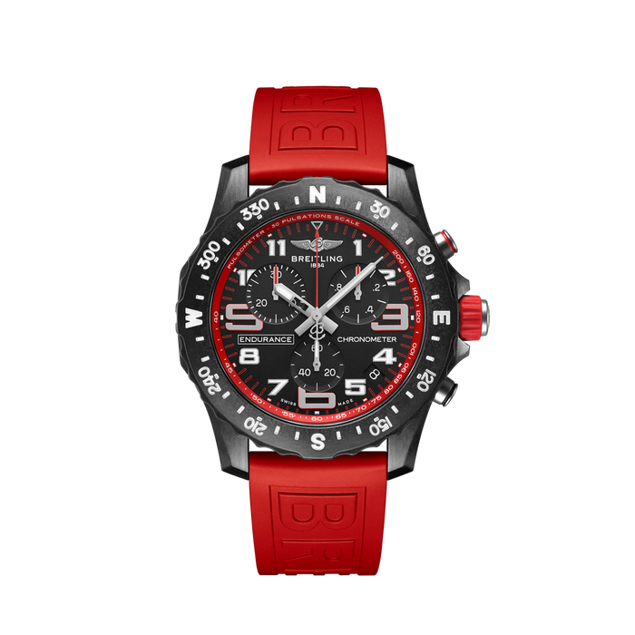 Breitling Endurance Pro Ironman Black Dial Red Rubber 44mm